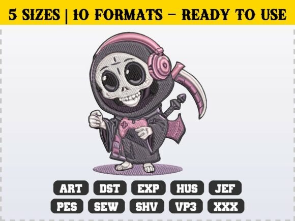Cute Spooky Gamer Grim Reaper: A Stitch Test