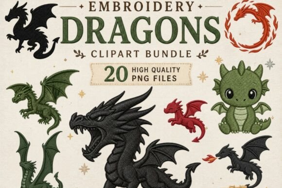 Embroidery Dragon Clipart Bundle Review