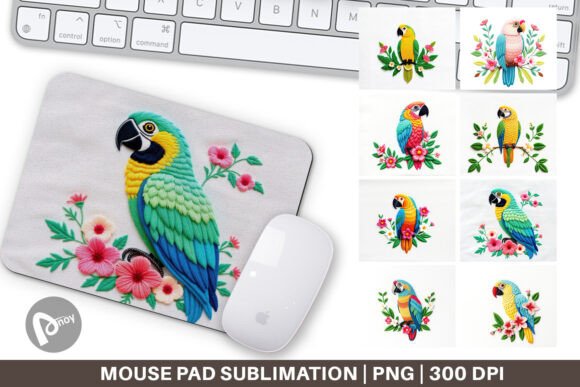 Mouse Pad Macaw Embroidery for Holiday Products